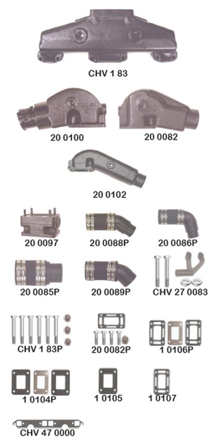 INDMAR V8-283, 305, 307, 327 and 350 C.I.D inboard center riser manifolds