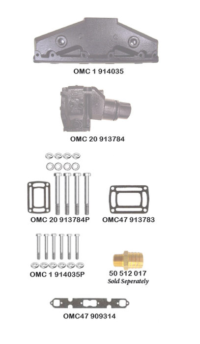 OMC/VOLVO V8-307 and 350 C.I.D. COBRA All Models CENTER RISER DIRECT REPLACEMENT