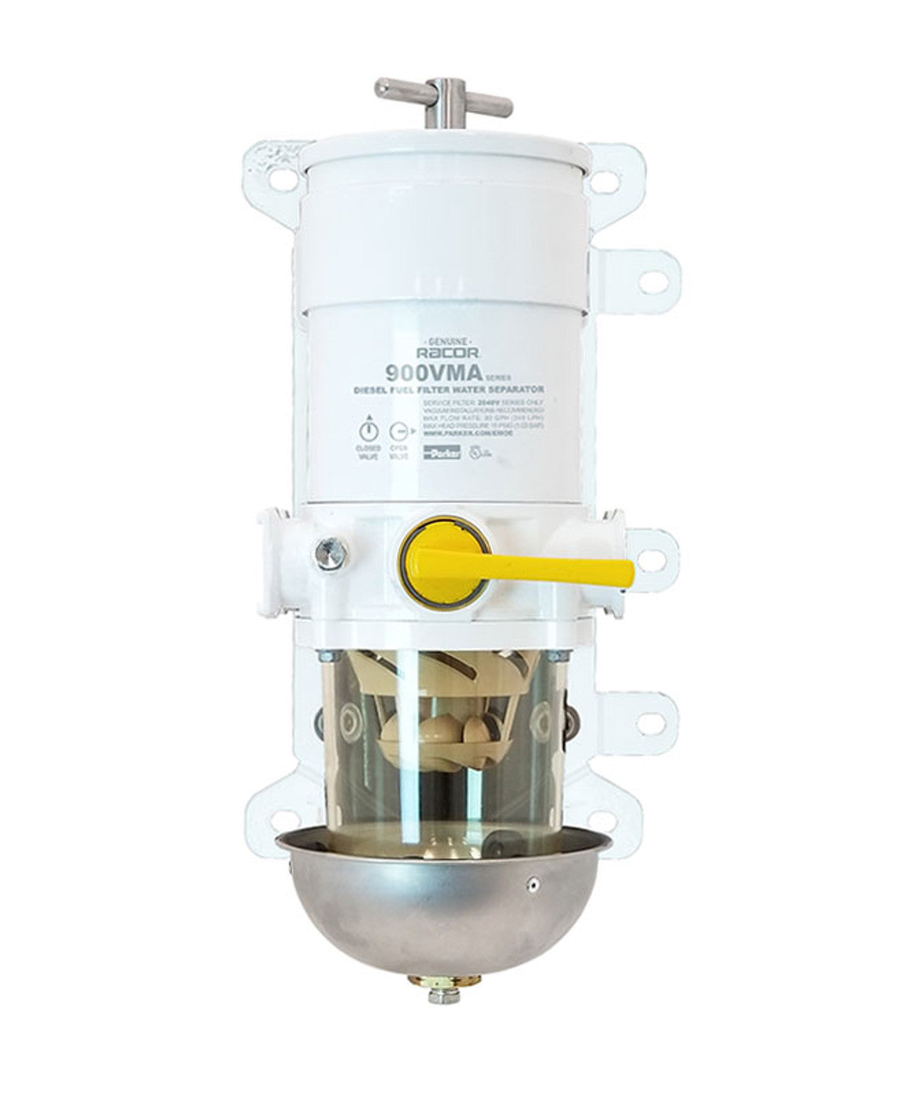 900VMA Marine Turbine Filter - w/ Heat Shield & Clear Bowl