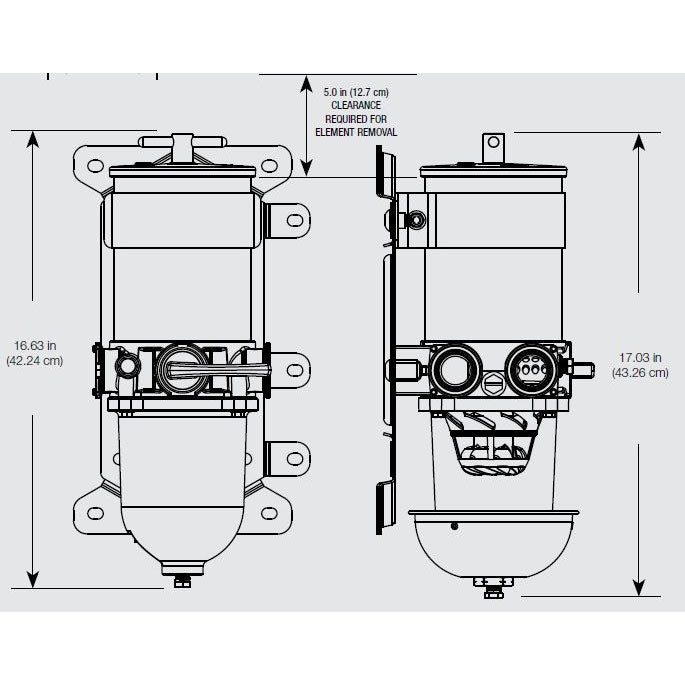 900VMA Marine Turbine Filter - w/ Heat Shield & Clear Bowl