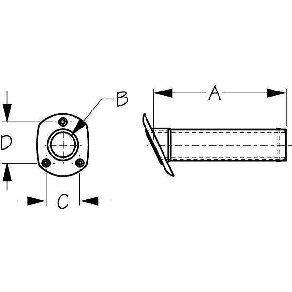 Sea-Dog, Flush Mount Rod Holder with Cap, 8-5/8"