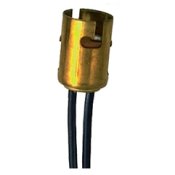 Perko Double Contact Bayonet Socket, Brass w/ 6" Wire Leads