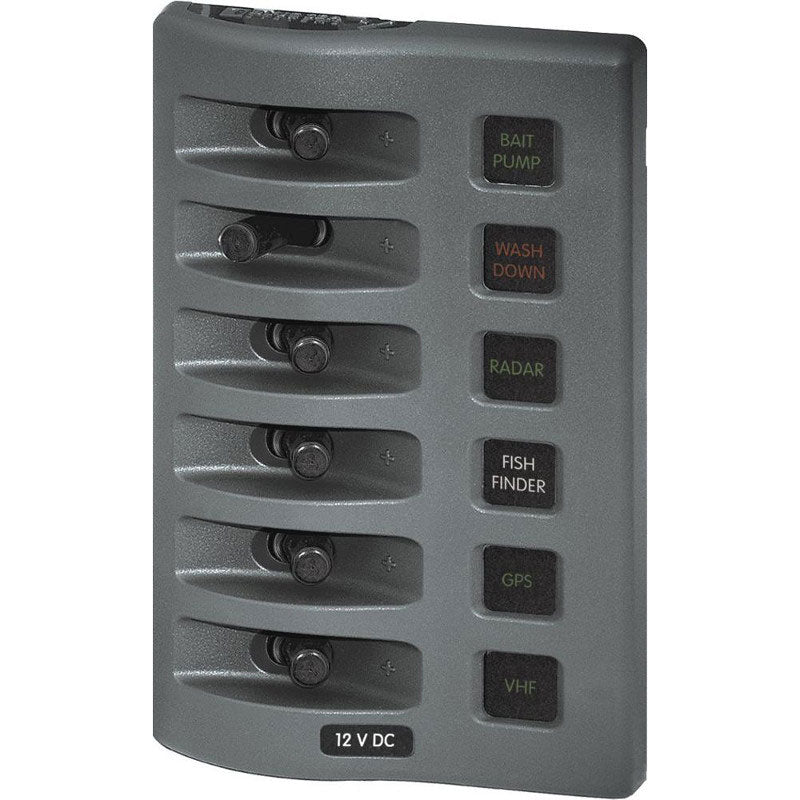 WeatherDeck 12 Volt Waterproof Fuse Panel, 6 Position, Gray
