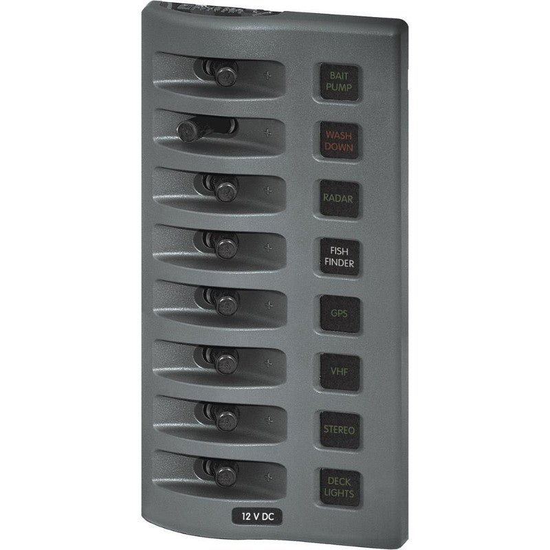 WeatherDeck 12 Volt Waterproof Fuse Panel, 8 Position, Gray