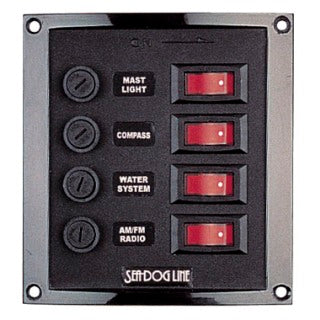 Sea-Dog, 4 - Gang, Panel, Vertical, DC, Four Position Illuminating Switches, Nylon, Display Pack