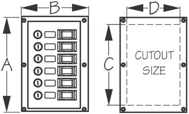Sea-Dog, Vertical, DC 6 Gang, Switch Panel, Fused