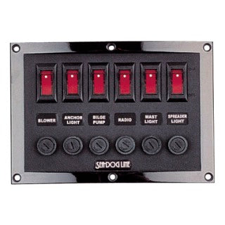 Sea-Dog, 6 Gang Position, Horizontal Panel, DC, Illuminating