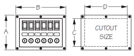 Sea-Dog, 6 Gang Position, Horizontal Panel, DC, Illuminating