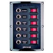 Sea-Dog, Vertical, 6 Gang Position, DC, Breaker Panel, Illuminating Switches