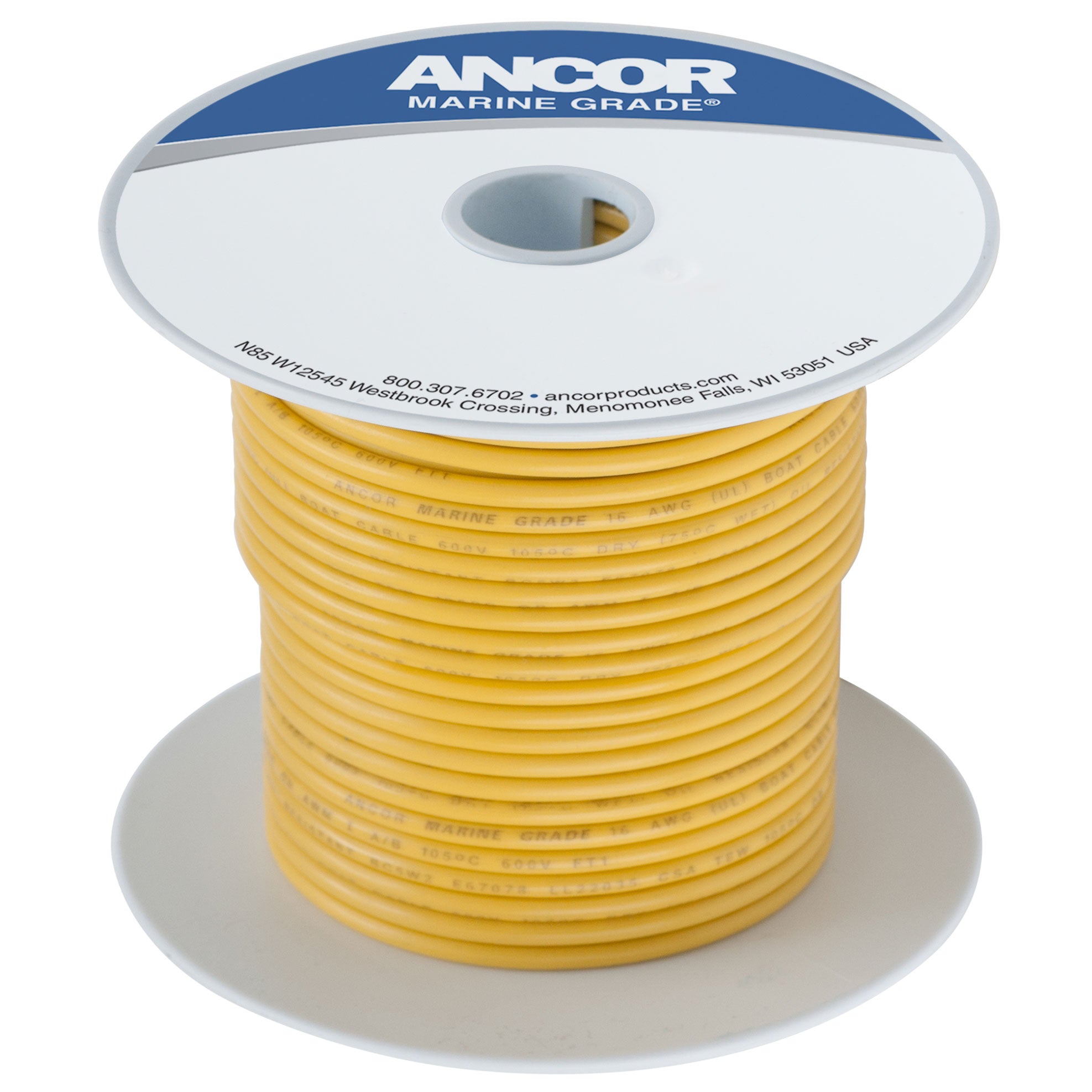 Tinned Copper Wire, 18 AWG Yellow, 100'