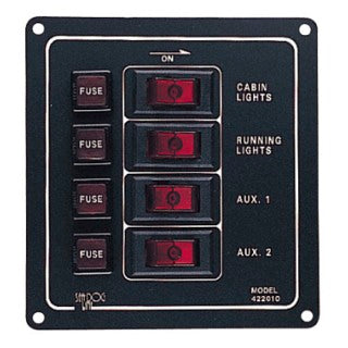 Sea-Dog, DC 4 Position Vertical Rocker Switch Panel, Aluminum