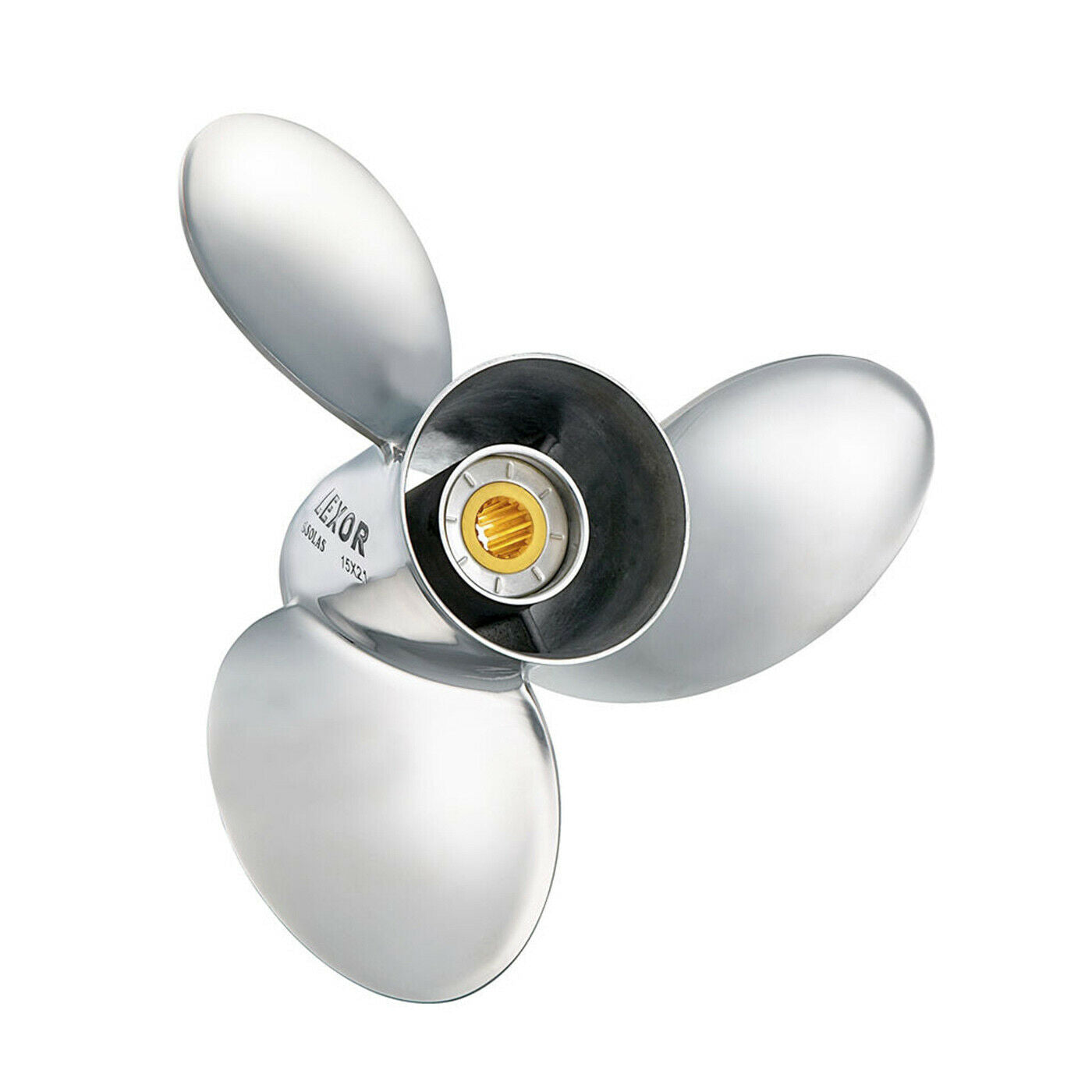 Solas, 15.3" Dia. 19" Pitch, LH, 3-Blade, Stainless Steel, Lexor Propeller - BRP, Johnson, Evinrude, OMC Sterndrive