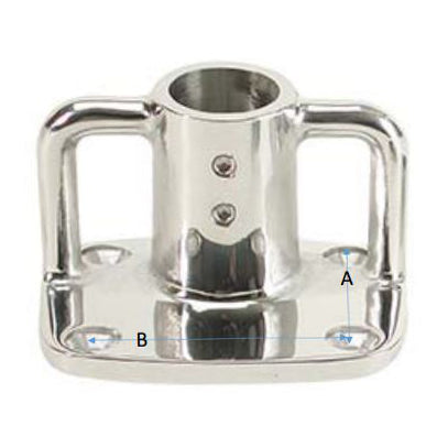 Handrail Base, Stainless Steel, 1" Diameter, 4° Angle, 2.86 x 3.5in. Base, 1.88in. Neck