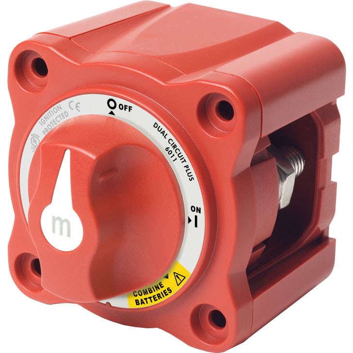 Blue Sea Systems, m-Series Mini Battery Switch, Dual Circuit Plus, 6011, Red