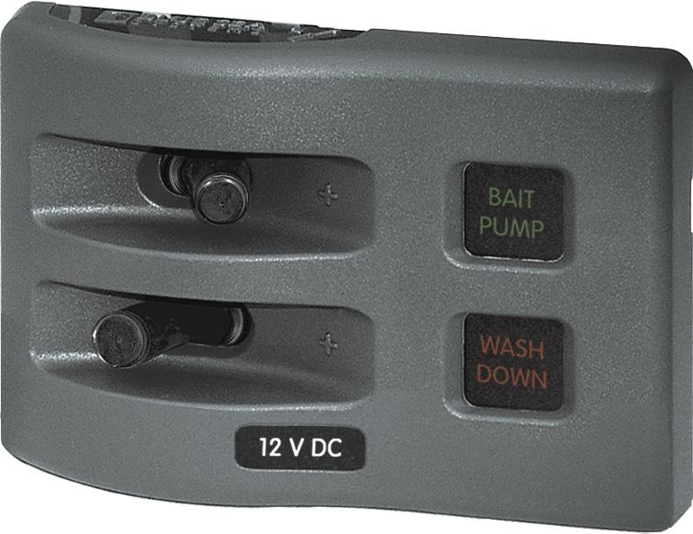 WeatherDeck 12 Volt Waterproof Fuse Panel, 2 Position, Gray