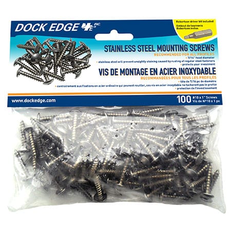 SS Dock Edge Mounting Screws, 100 per Pack, Includes Driver Bit