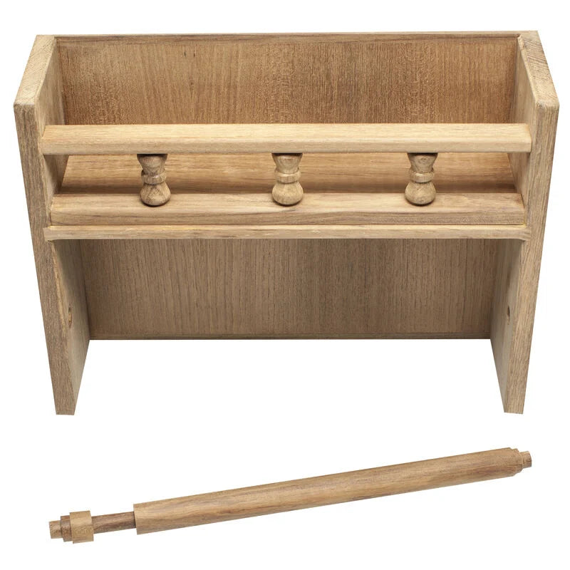 Bulkhead Mount Teak Paper Towel Rack with Spice Rack