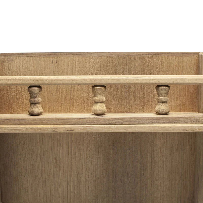 Bulkhead Mount Teak Paper Towel Rack with Spice Rack