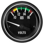 Stewart Warner Heavy Duty + Series, Voltmeter, 10-16 volt, 2-1/16"