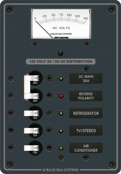 AC Distribution Panel, 120 Volt Main + 3 Positions, Analog Meter