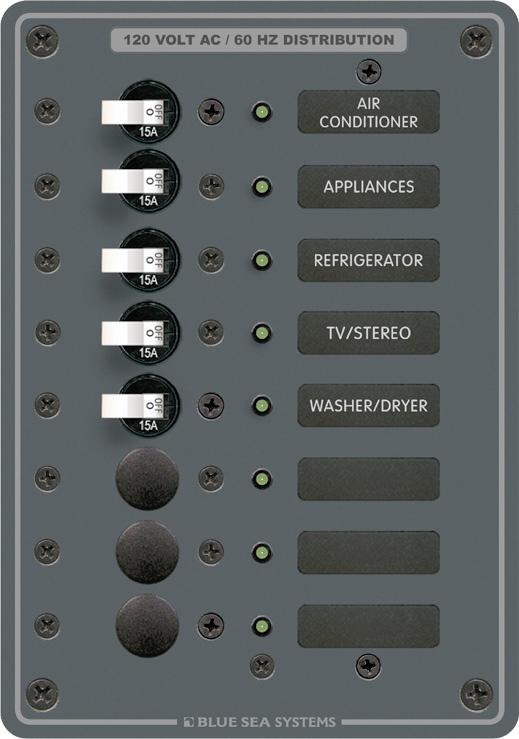 AC Distribution Panel, 120 Volt, 8 Positions, No Meter