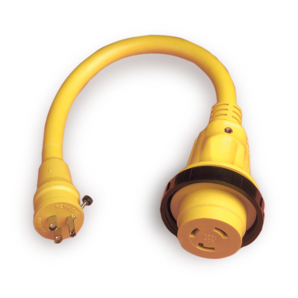 Pigtail Power Adapter, LED Indicator, 15A 125V Male to 30A 125V Female