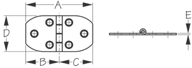 Sea-Dog, Door Hinge, 2-3/4" x 1-/12", Pair (Display Pack)