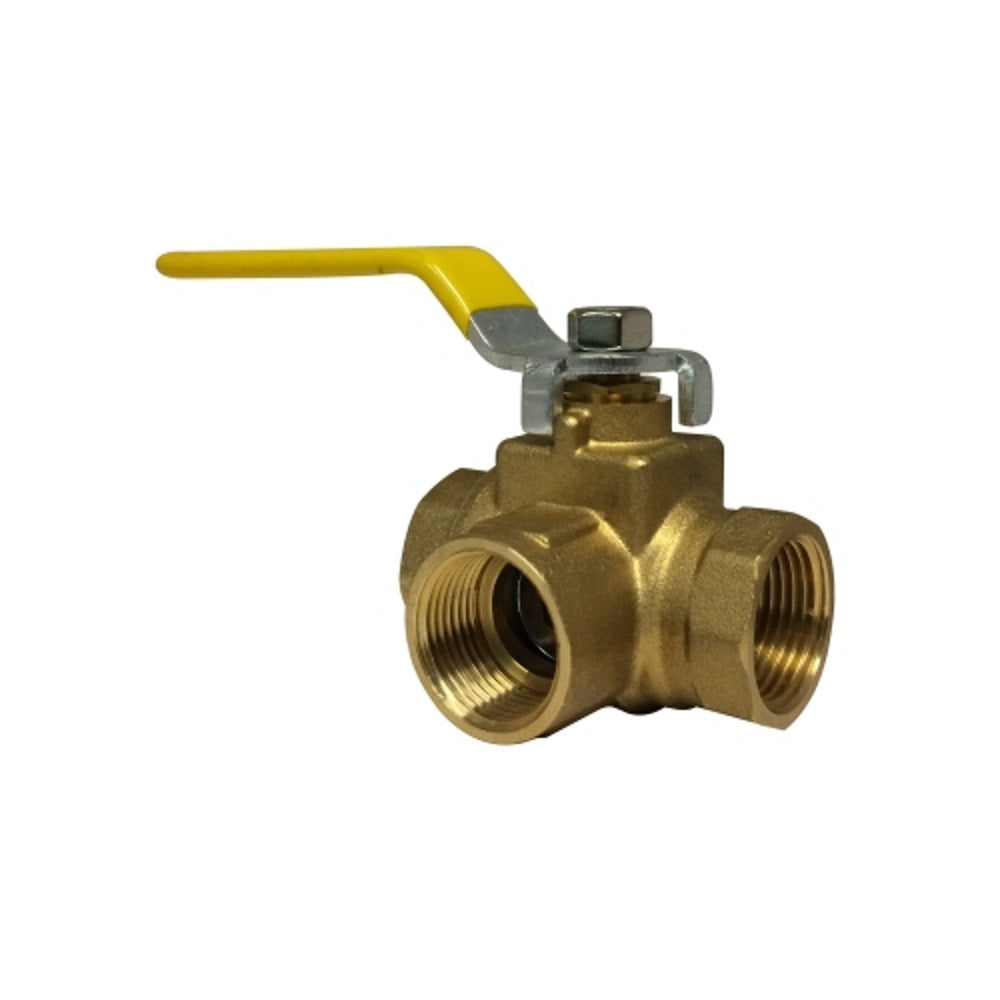 Midland Metals Side Outlet 3-Way Bronze Ball Valve