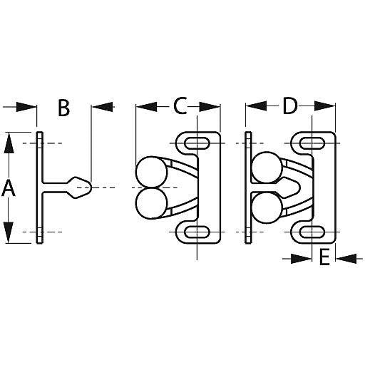 Nylon Twin Roller Door Catch Set