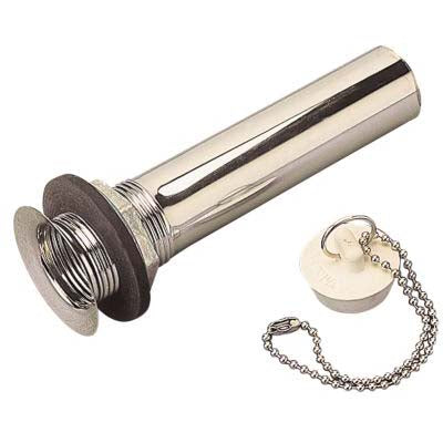 Sink Drain Tube w/Stopper, Straight, 1-1/4 in.