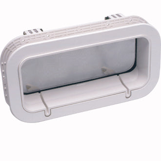 Beckson 7" x 14" Portlight, Opening Rain Drain, White