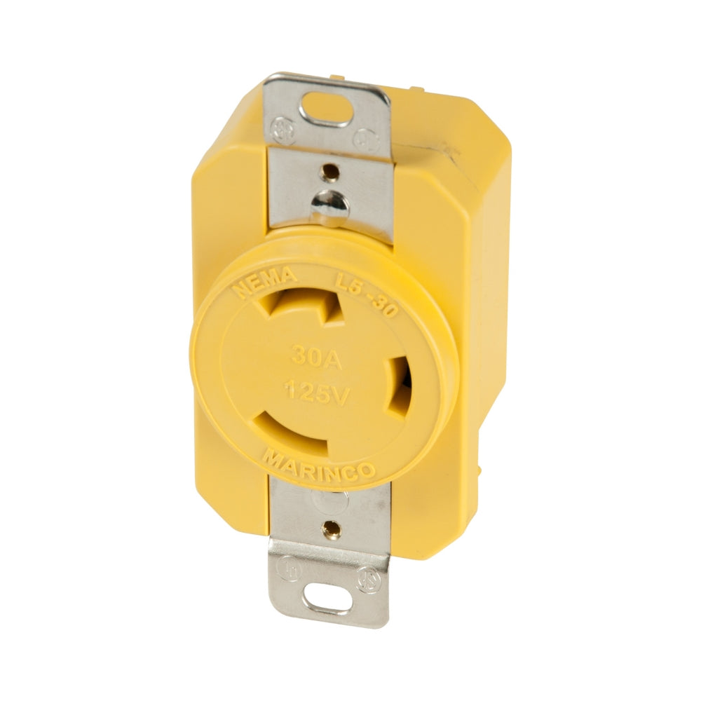 Marinco, 30A 125V Receptacle, Yellow