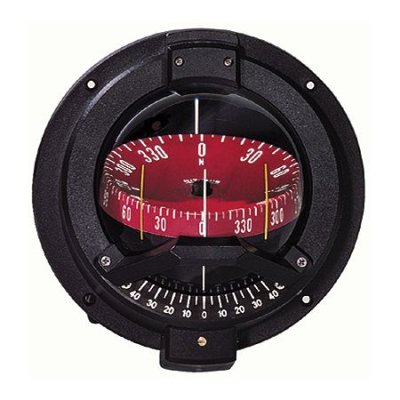 Ritchie, Compass, Bulkhead Mount, Navigator, 4-1/2" Dial, Black with Red Dial