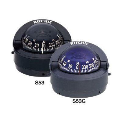 Ritchie, Compass, Surface Mount, Explorer, 2- 3/4 Dial, Gray with Blue Dial