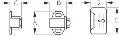Nylon Roller Catch, Surface Mount