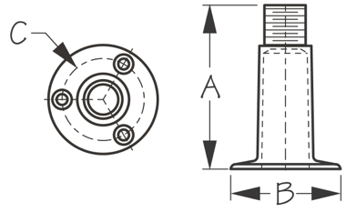 Stainless Fixed Antenna Mount, 4 in.