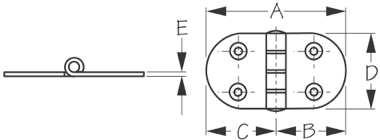 Sea-Dog Round Side Door Hinge, Short (2 Per Pack)