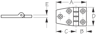 Sea-Dog, Short Side Door Hinge, Nylon, Black (2 Per Pack)