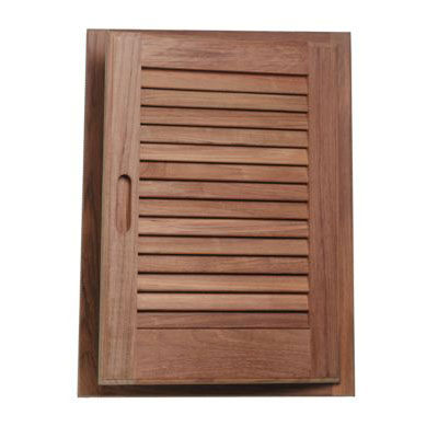 Teak Louvered Door & Frame, 15" x 15", Right Hand