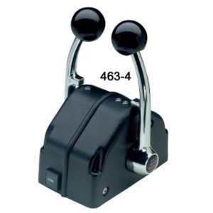 ZF Marine, MicroCommander Dual Engine Control, Black w/Chrome Levers, Black Knobs