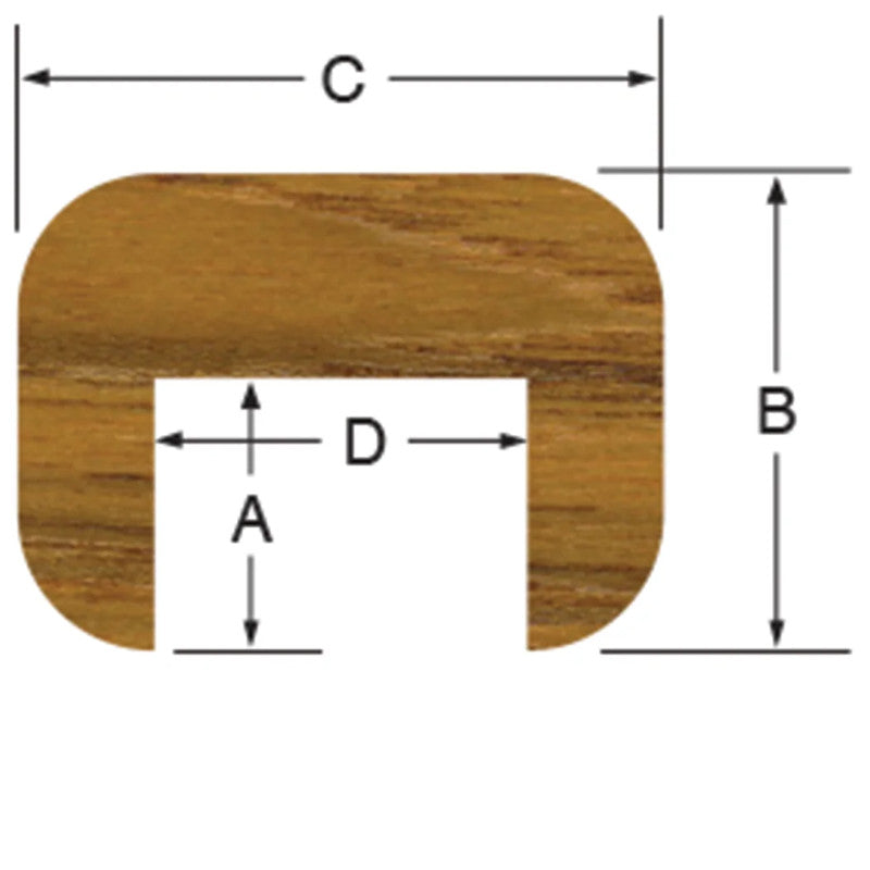 Teak Cap Molding 7/8" Wide with 1/2" Groove, 5 ft