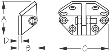 Stainless Hatch Hinge, Angle Base