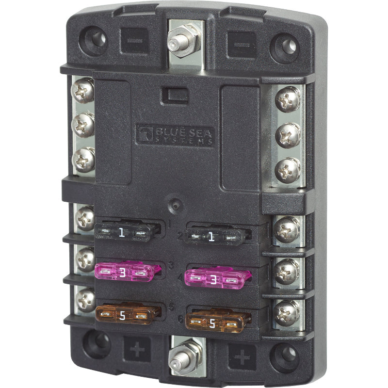 Blue Sea Systems, ST Blade Fuse Block Without Cover - 6 Circuit with Negative Bus