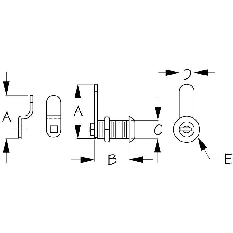 Sea-Dog, Locking Cam, 1-9/16" x 1-7/8" Arm, 2 Keys