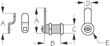 Sea-Dog, Locking Cam, 1-9/16" x 1-7/8" Arm, 2 Keys
