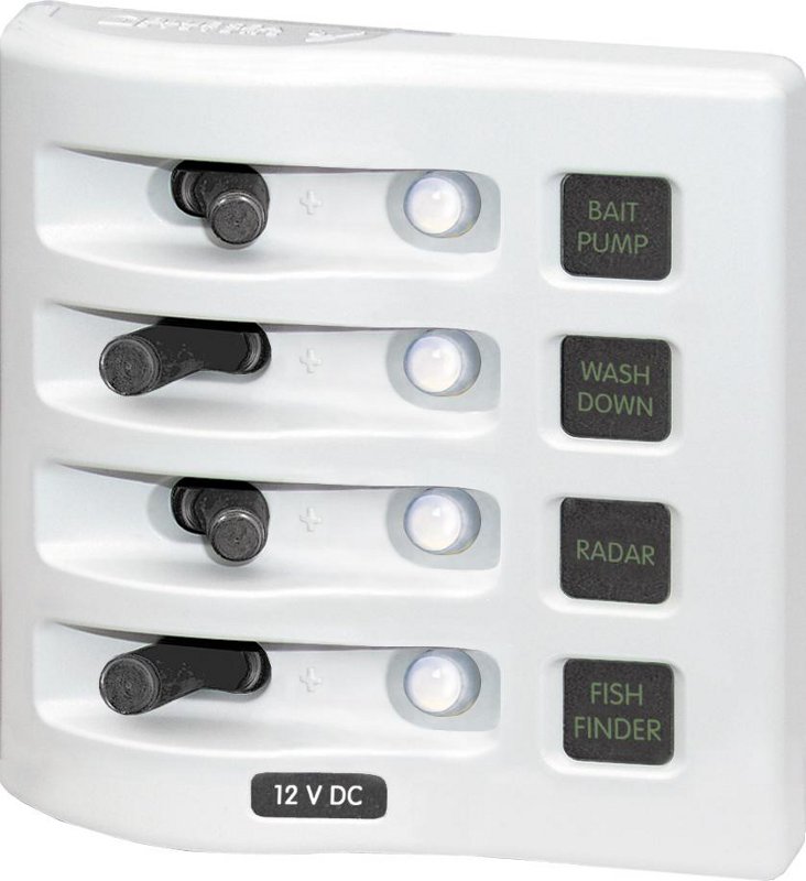 WeatherDeck 12 Volt Waterproof Circuit Breaker Panel, 4 Position, Gray