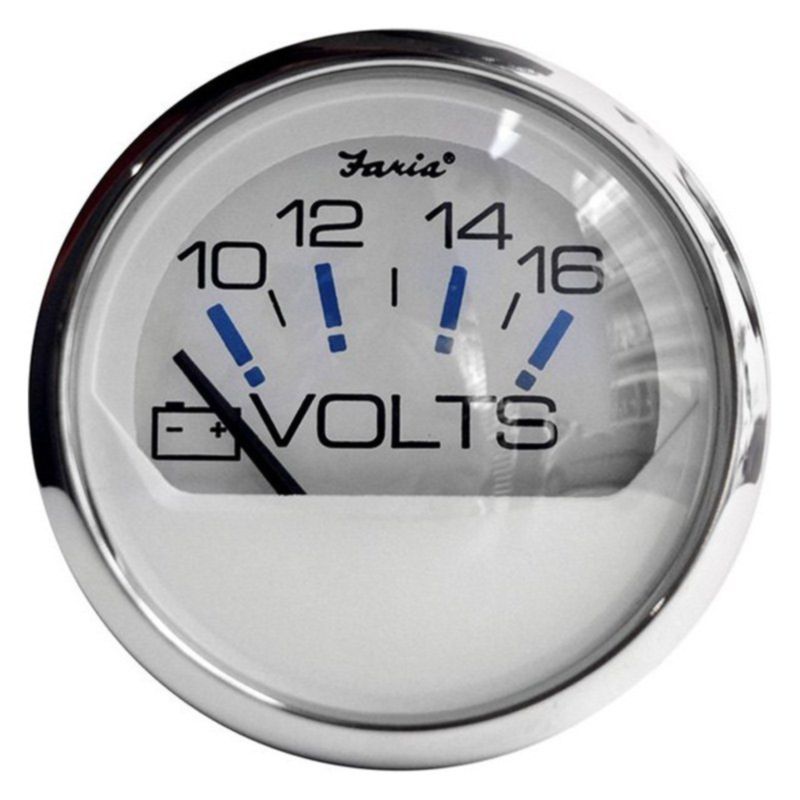 Chesapeake Series, White 2" Voltmeter, 10-16 V DC