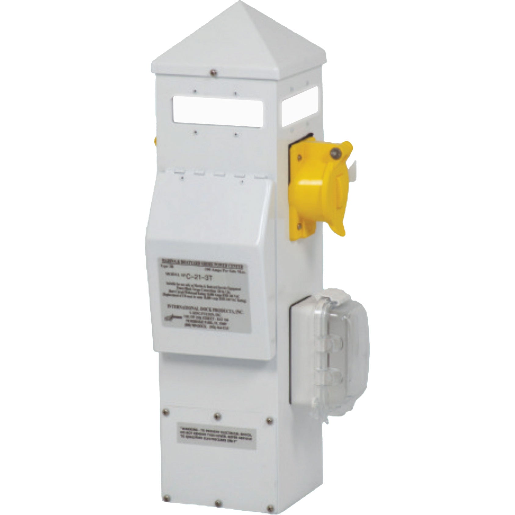 Piling Mount Electrical Power Pedestal, 21 Inch, 50/30/20 Amp With LED Light