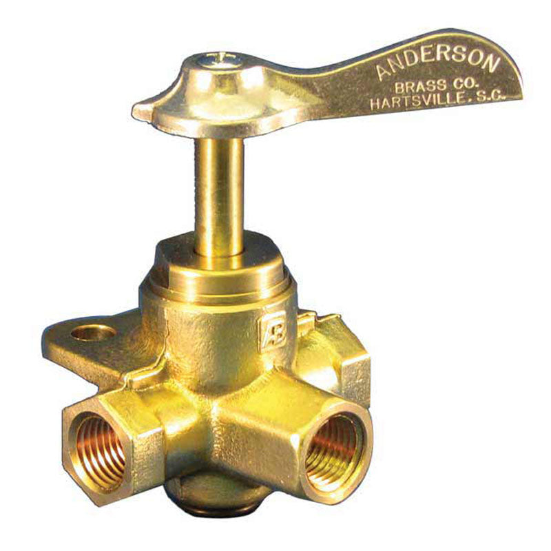 Three Way Brass Fuel Valve, 3/8″ FNPT, Side Outlet, 033312-10