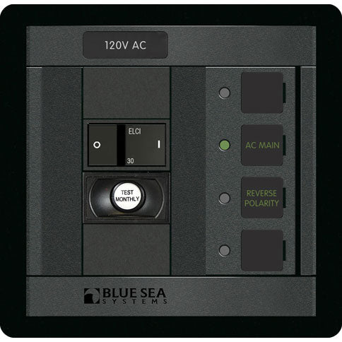 AC Distribution Panel, 360 Panel, 120 Volt Double Pole ELCI 30 Amp Main + 1 Position, Flat Rocker